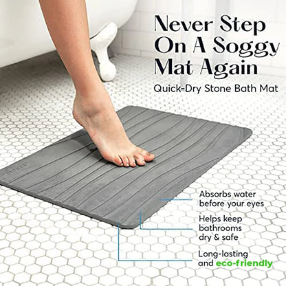 Quick-Dry Stone Bath Mat - Diatomaceous Earth - Latest Technology