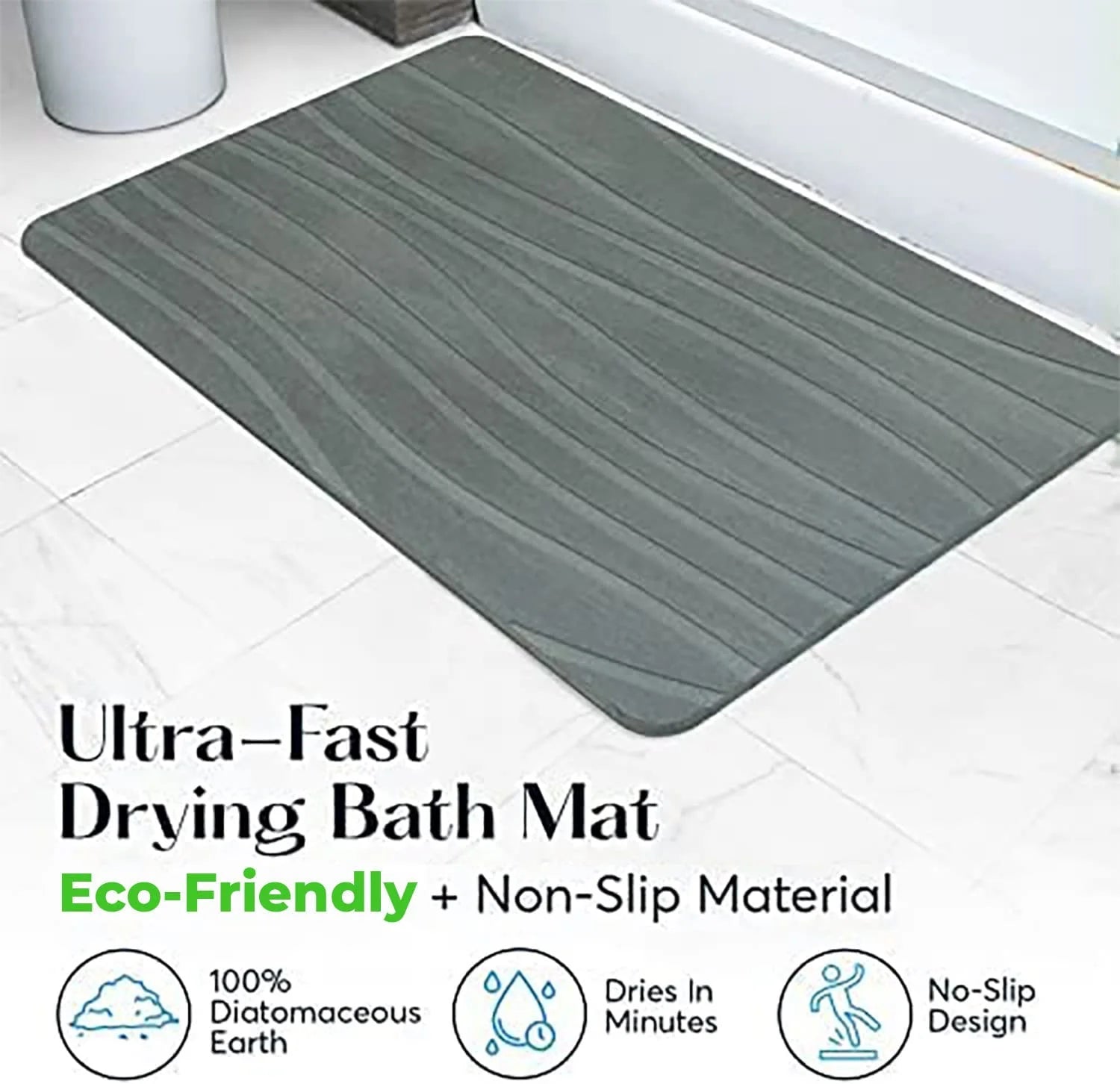 Quick-Dry Stone Bath Mat - Diatomaceous Earth - Latest Technology